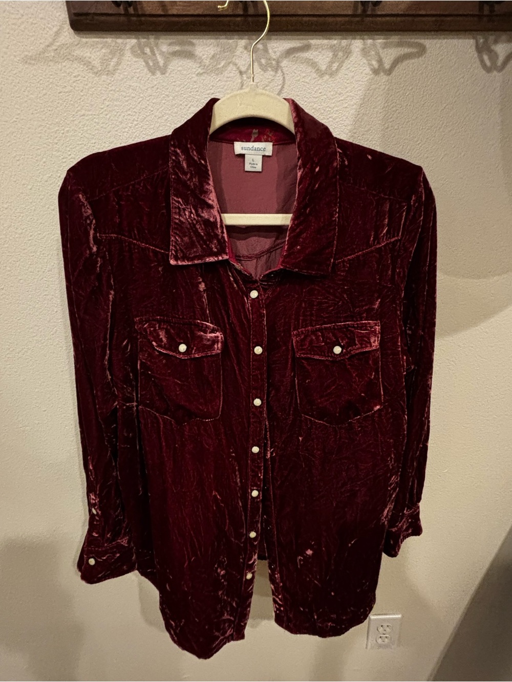Sundance Velvet Button-Front Jacket in Deep Wine